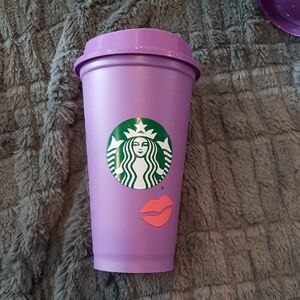 Starbucks Purple Tumbler with Pink Lips